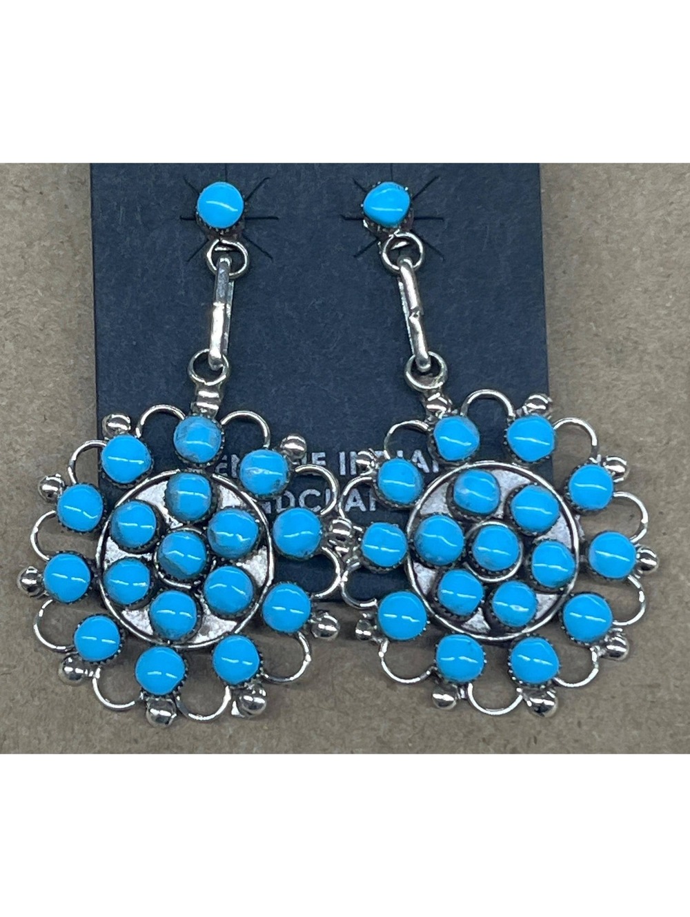 Native American Zuni sterling silver traditional turquoise post earrings